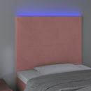 sengegavl med LED-lys 90x5x118/128 cm fløjl lyserød