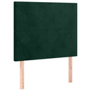 sengegavl med LED-lys 100x5x118/128 cm fløjl mørkegrøn