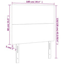 sengegavl med LED-lys 100x5x118/128 cm fløjl mørkeblå