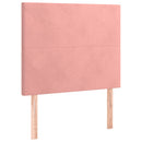 sengegavl med LED-lys 100x5x118/128 cm fløjl lyserød