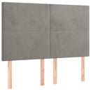 sengegavl med LED-lys 144x5x118/128 cm fløjl lysegrå