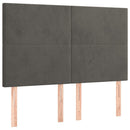 sengegavl med LED-lys 144x5x118/128 cm fløjl mørkegrå