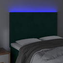 sengegavl med LED-lys 144x5x118/128 cm fløjl mørkegrøn