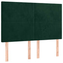 sengegavl med LED-lys 144x5x118/128 cm fløjl mørkegrøn