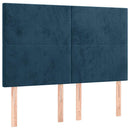 sengegavl med LED-lys 144x5x118/128 cm fløjl mørkeblå