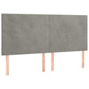 sengegavl med LED-lys 160x5x118/128 cm fløjl lysegrå