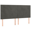 sengegavl med LED-lys 160x5x118/128 cm fløjl mørkegrå