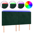 sengegavl med LED-lys 160x5x118/128 cm fløjl mørkegrøn