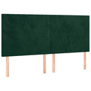 sengegavl med LED-lys 160x5x118/128 cm fløjl mørkegrøn
