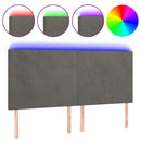 sengegavl med LED-lys 180x5x118/128 cm fløjl mørkegrå