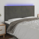 sengegavl med LED-lys 180x5x118/128 cm fløjl mørkegrå
