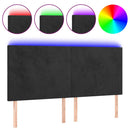 sengegavl med LED-lys 180x5x118/128 cm fløjl sort