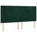 sengegavl med LED-lys 180x5x118/128 cm fløjl mørkegrøn