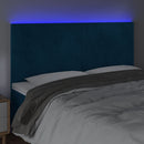 sengegavl med LED-lys 180x5x118/128 cm fløjl mørkeblå