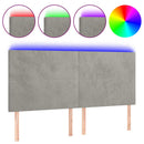 sengegavl med LED-lys 200x5x118/128 cm fløjl lysegrå