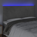 sengegavl med LED-lys 200x5x118/128 cm fløjl lysegrå