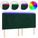 sengegavl med LED-lys 200x5x118/128 cm fløjl mørkegrøn