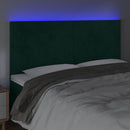 sengegavl med LED-lys 200x5x118/128 cm fløjl mørkegrøn