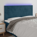 sengegavl med LED-lys 200x5x118/128 cm fløjl mørkeblå