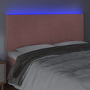sengegavl med LED-lys 200x5x118/128 cm fløjl lyserød