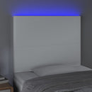 sengegavl med LED-lys 80x5x118/128 cm kunstlæder hvid
