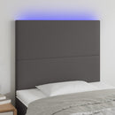 sengegavl med LED-lys 80x5x118/128 cm kunstlæder grå