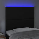 sengegavl med LED-lys 90x5x118/128 cm kunstlæder sort