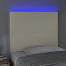 sengegavl med LED-lys 90x5x118/128 cm kunstlæder cremefarvet