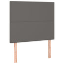 sengegavl med LED-lys 90x5x118/128 cm kunstlæder grå