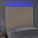 sengegavl med LED-lys 90x5x118/128 cm kunstlæder cappuccino