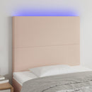 sengegavl med LED-lys 90x5x118/128 cm kunstlæder cappuccino