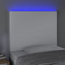 sengegavl med LED-lys 100x5x118/128 cm kunstlæder hvid