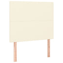 sengegavl med LED-lys 100x5x118/128 cm kunstlæder cremefarvet