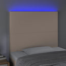 sengegavl med LED-lys 100x5x118/128 cm kunstlæder cappuccino
