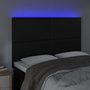 sengegavl med LED-lys 144x5x118/128 cm kunstlæder sort