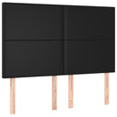 sengegavl med LED-lys 144x5x118/128 cm kunstlæder sort