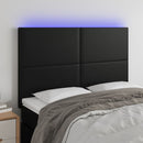 sengegavl med LED-lys 144x5x118/128 cm kunstlæder sort