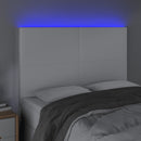 sengegavl med LED-lys 144x5x118/128 cm kunstlæder hvid