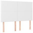 sengegavl med LED-lys 144x5x118/128 cm kunstlæder hvid