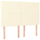sengegavl med LED-lys 144x5x118/128 cm kunstlæder cremefarvet