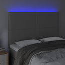 sengegavl med LED-lys 144x5x118/128 cm kunstlæder grå
