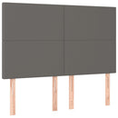 sengegavl med LED-lys 144x5x118/128 cm kunstlæder grå
