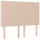 sengegavl med LED-lys 144x5x118/128 cm kunstlæder cappuccino