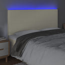 sengegavl med LED-lys 160x5x118/128 cm kunstlæder cremefarvet