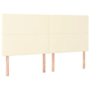 sengegavl med LED-lys 160x5x118/128 cm kunstlæder cremefarvet