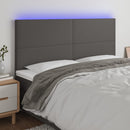 sengegavl med LED-lys 160x5x118/128 cm kunstlæder grå