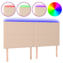 sengegavl med LED-lys 160x5x118/128 cm kunstlæder cappuccino
