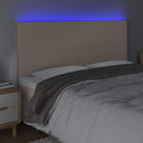 sengegavl med LED-lys 160x5x118/128 cm kunstlæder cappuccino