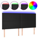 sengegavl med LED-lys 180x5x118/128 cm kunstlæder sort