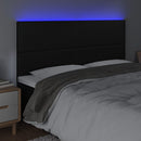 sengegavl med LED-lys 180x5x118/128 cm kunstlæder sort